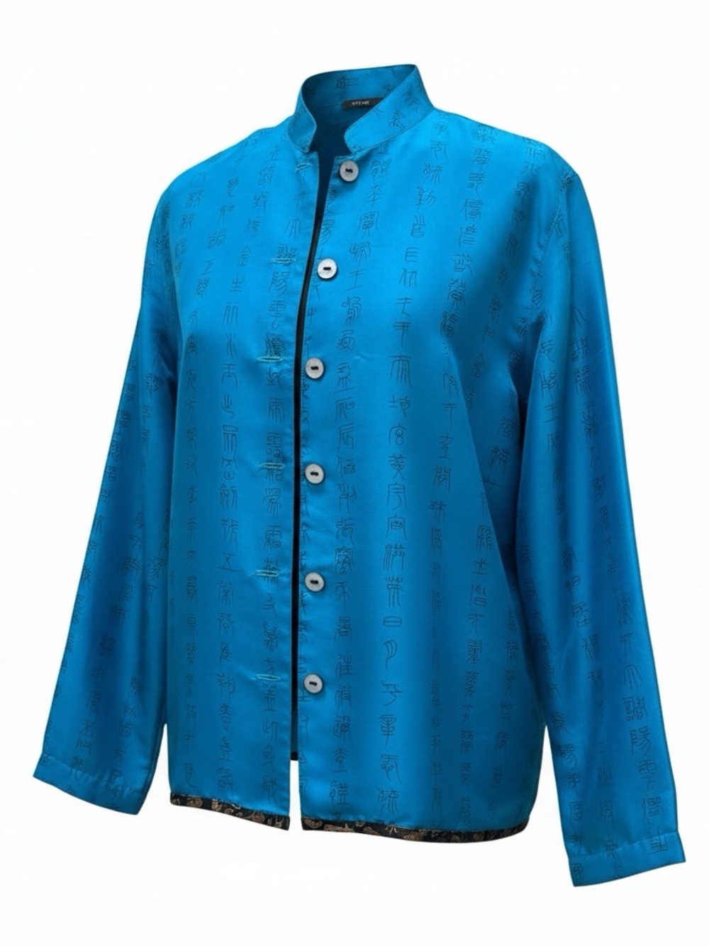 Vintage Chico’s Design 100% Silk Blue Button Shirt/Jacket Size 0 (XS-S)